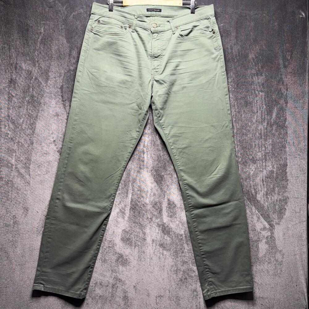 Lucky Brand Jeans Mens 36x32 Green Medium Wash Straight Stretch Denim Pants